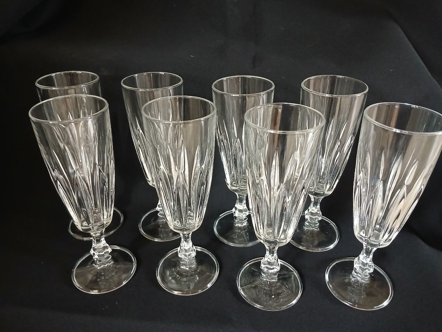 8 antique champagne flutes