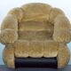Space Age Single Armchair by Adriano Piazzesi, Cream Teddy Bear & Leather