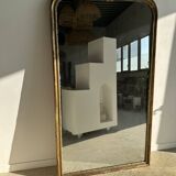 Large gilded mirror 19th century rounded corners mercury glass Louis XVI style