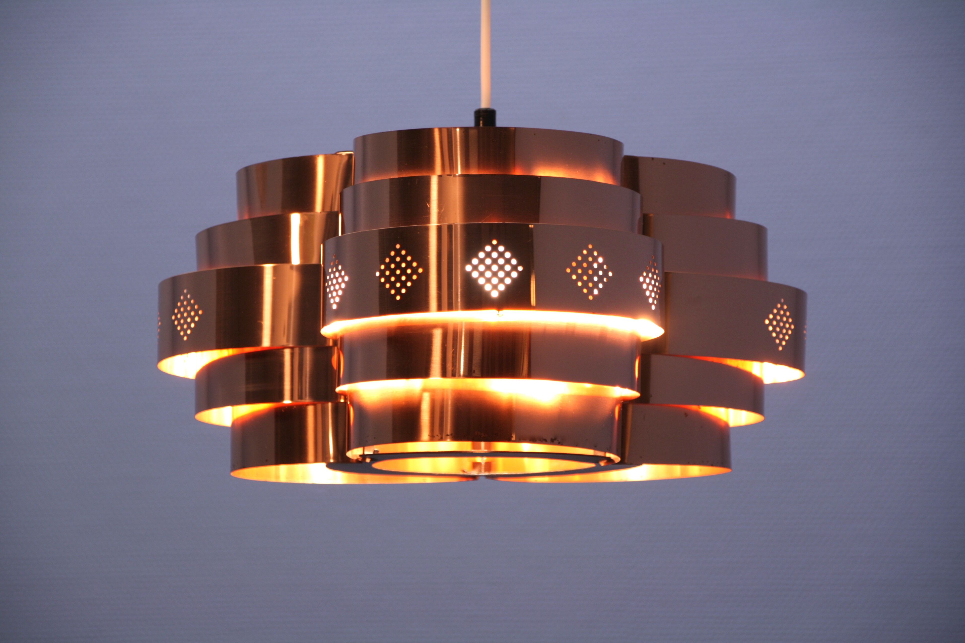 Danish hanging lamp in copper by Werners Schou for Coronell Elektro, 1960s