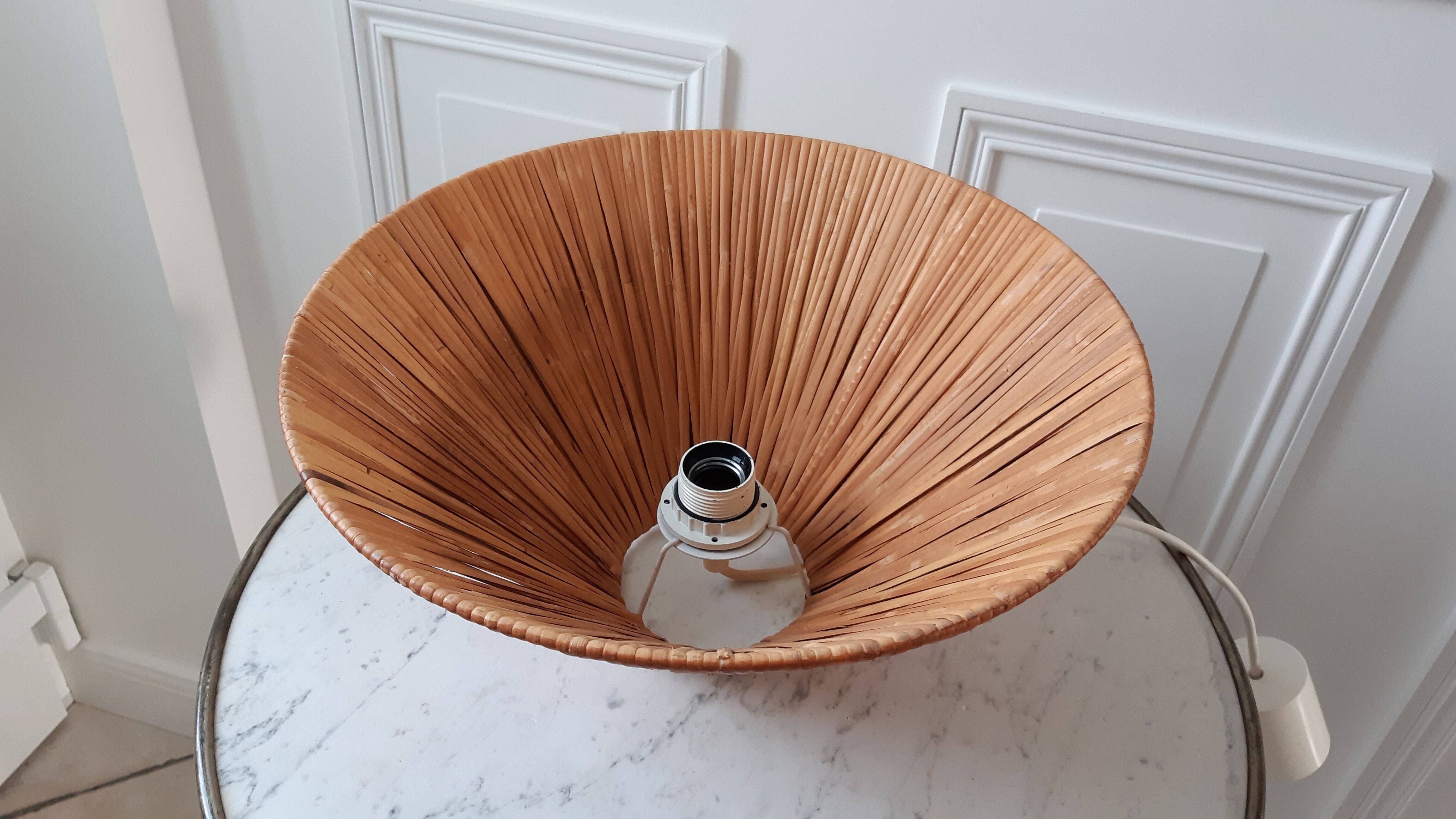 Suspension vintage en bois bambou années 60-70