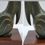 paire de serre-livres Art Déco Pélican oiseau