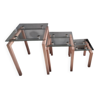 Nesting tables in metal and glass