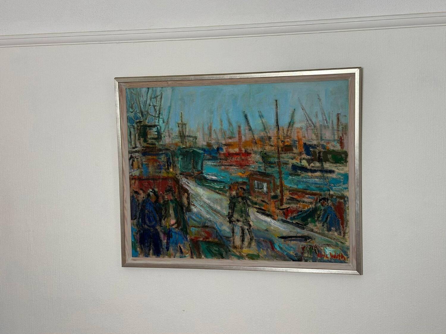 Swedish Oil on Canvas – “Port of Gothenburg” by Eric With