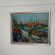 Huile sur toile suédoise – « Port de Göteborg » par Eric With