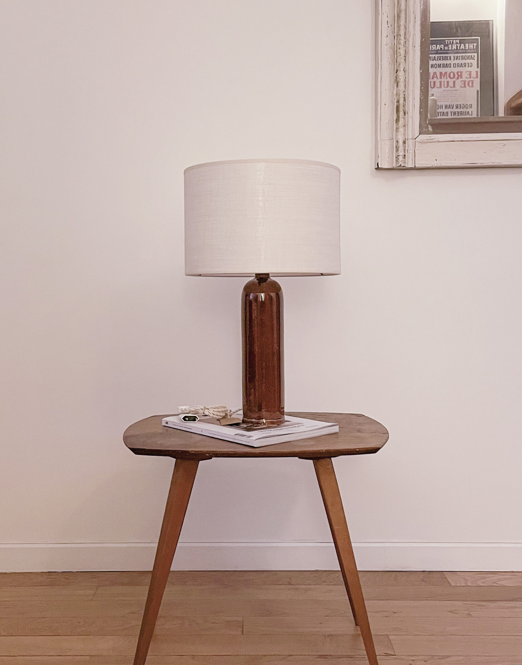 Sandstone and linen lamp