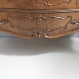Vintage Baroque Solid Walnut Dresser with Inlaid Designs, Italy