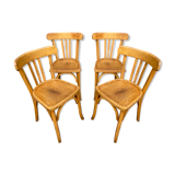 4 chairs bistro Baumann curved wood 1960