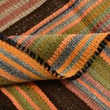 4x7 Rug For Farmhouse Room Vintage Kilim Rug, 139x215Cm