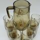 Pitcher and 6 lemonade glasses - wheat cob decoration - Luminarc France - vintage 70s