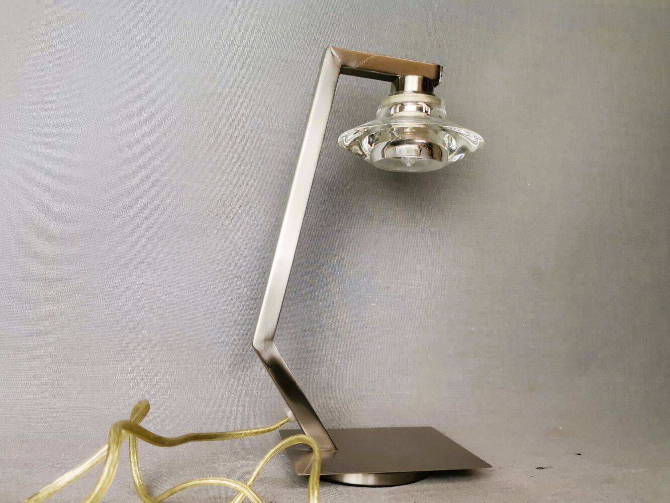 Chromed metal halogen dimmer desk lamp