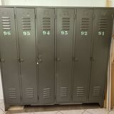 Industrial gray metal locker with 6 doors