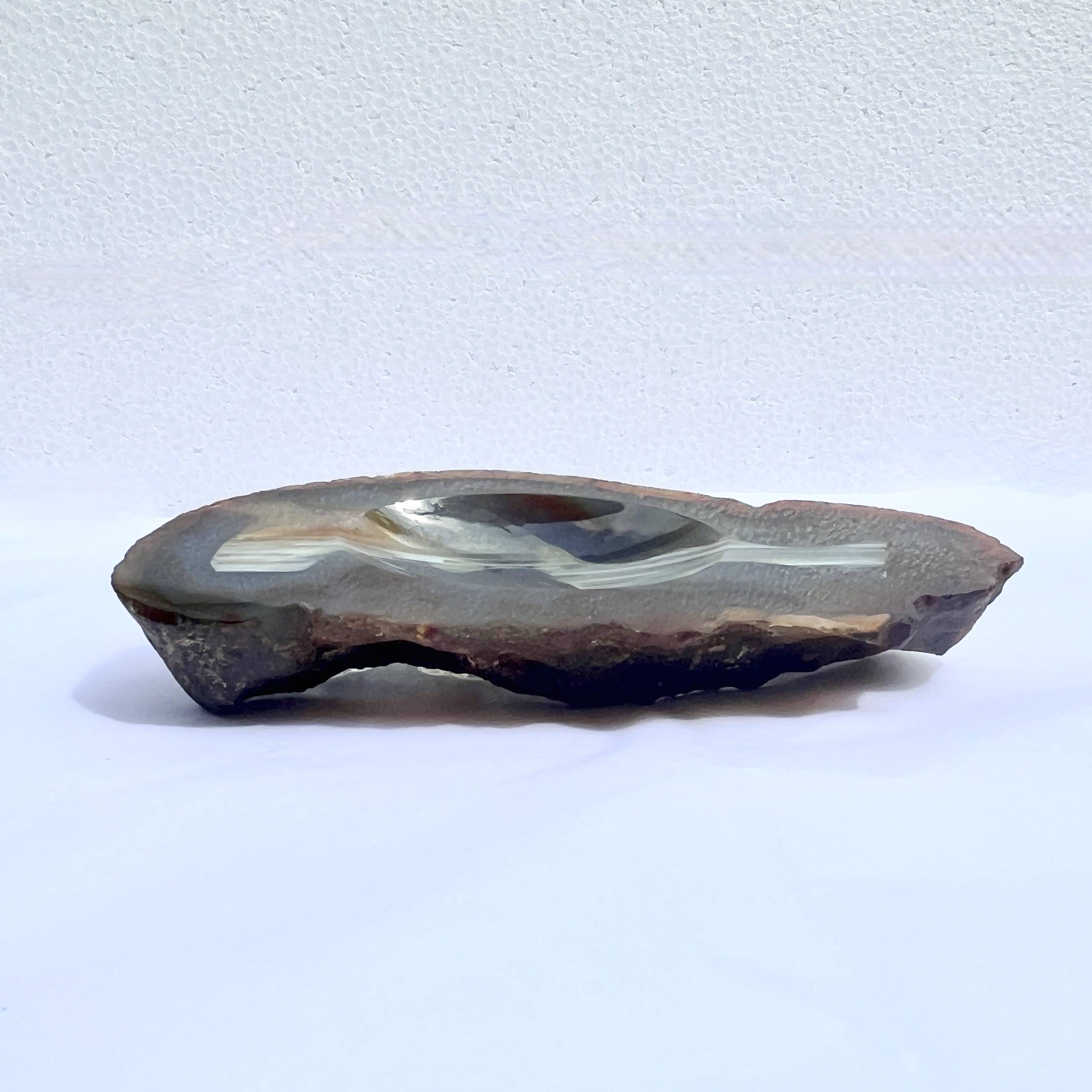 Vintage blue brown agate slice tray agate ashtray 1960