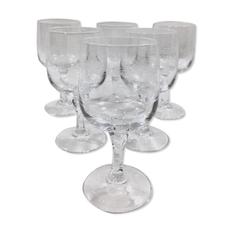 Series of 6 crystal wine glasses model Matignon