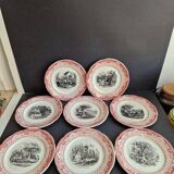 Set of 8 "Month" ceramic talking plates Digoin Sarreguemines