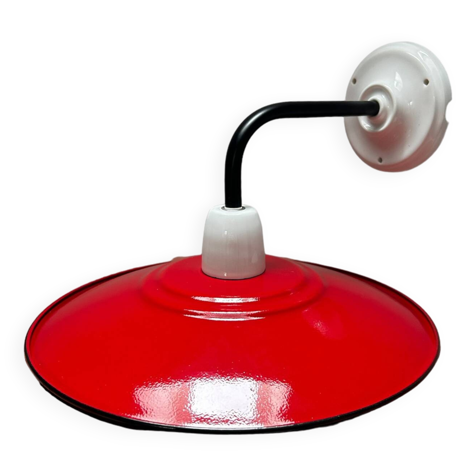 Red enamelled sheet metal wall light