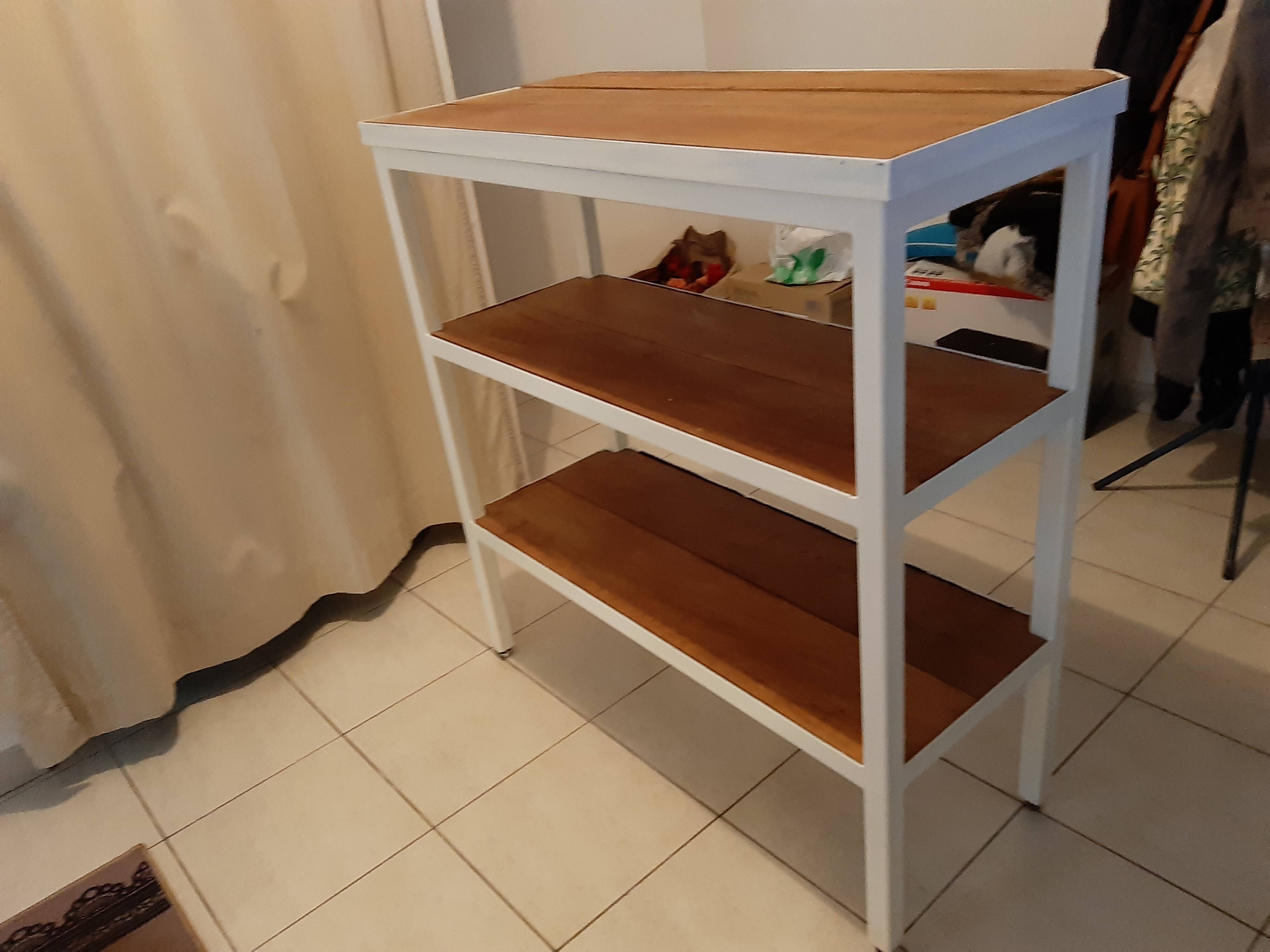 Industrial console iron and exotic wood