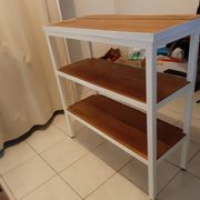 Console industrielle fer et bois exotique