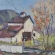 Vintage Oil Landscape Painting - Impasto Barn Scene