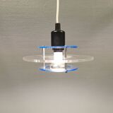 Small Danish Space-Age hanging lamp in translucent plexi glass, estimated 1980s.