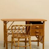 Vintage rattan desk + matching chair