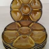 Vintage gien earthenware barbotine shell oyster plates