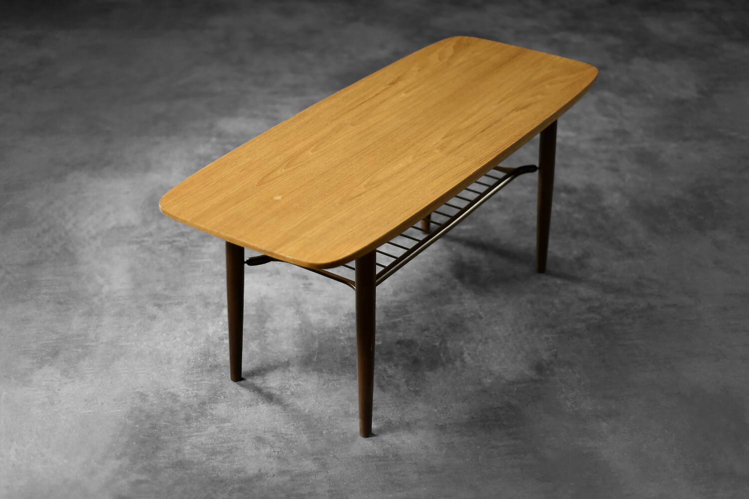 Low Mid-Century Danish Modern Teak Hyggebord 55 Coffee Table with shelf