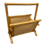 Rattan/bamboo and vintage cane magazine rack