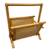 Rattan/bamboo and vintage cane magazine rack