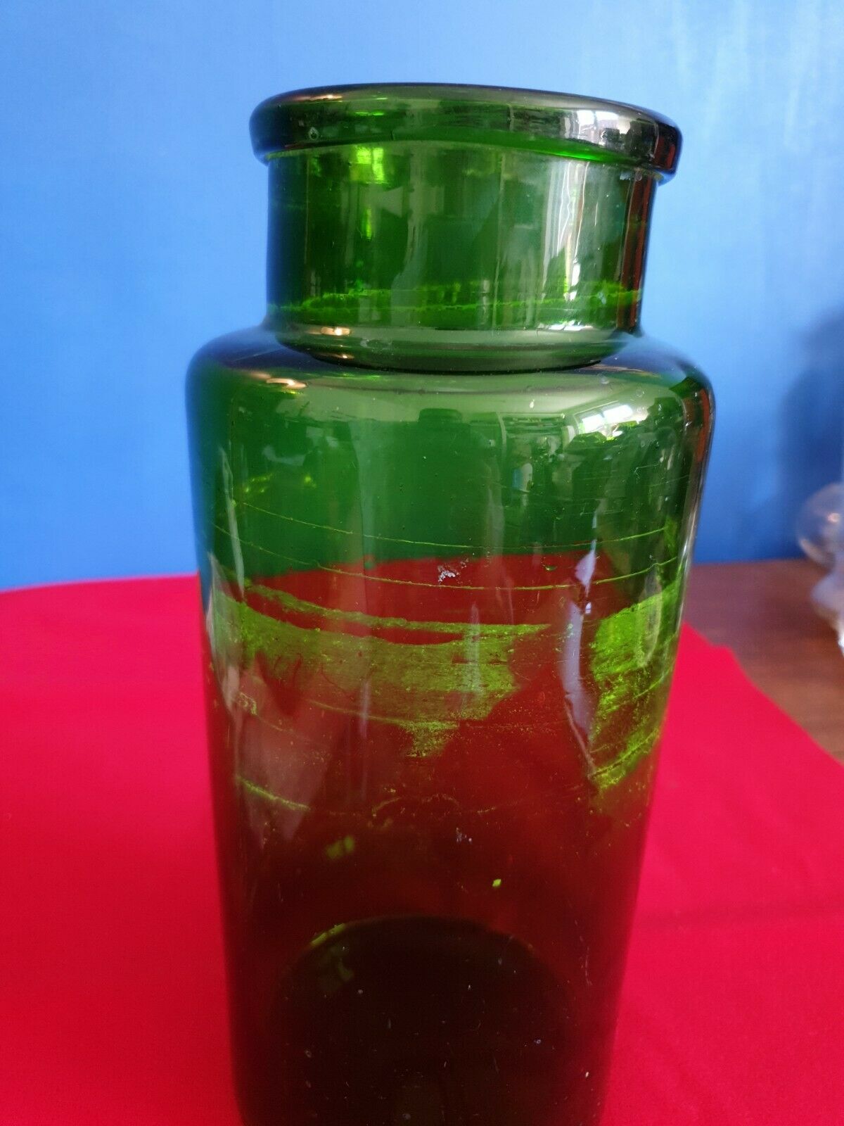 Green glass jar