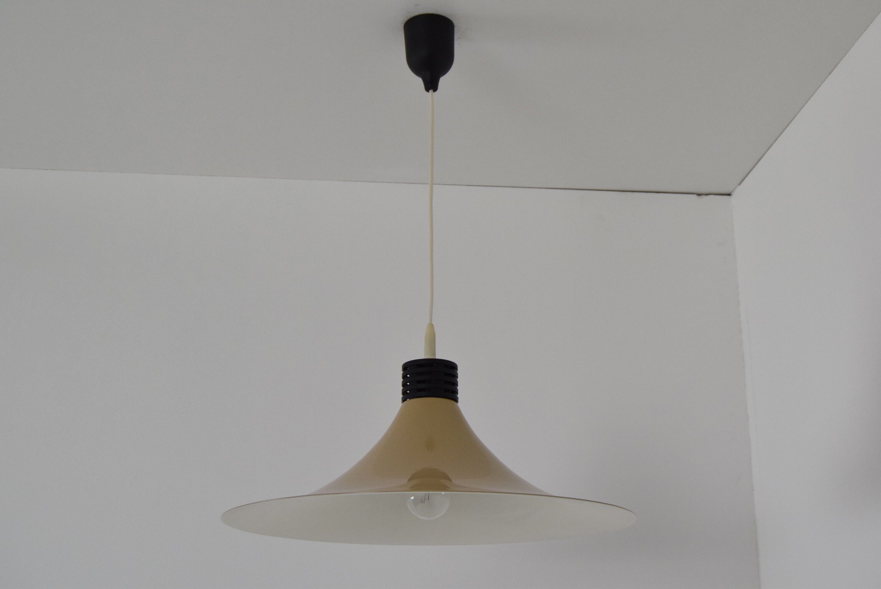 Mid-century Brown Lacquered metal Pendant circa 1980's.