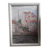 Old painting representing Auxerre Cathedral