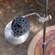 Floor lamp in metal chrome with 3 spotlights, 70s