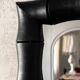 Rectangular mirror in patinated black wood resembling bamboo – 68 × 100 cm