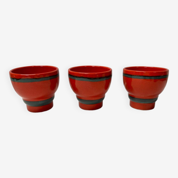 Ensemble de 3 tasses rouge en céramique allemande