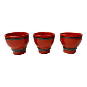 Ensemble de 3 tasses rouge en céramique allemande
