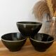 Vintage set of 3 numbered olive green bowls
