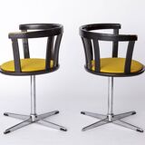 Paire de chaises pivotantes vintage – Design allemand des années 1970 – Hêtre laqué noir