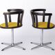 Pair of Vintage Swivel Chairs – 1970s German Design – Black Lacquered Beech