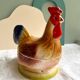 Terrine Michel Caugant rooster or hen in polychrome earthenware