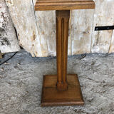 Vintage carved solid wood pedestal table with marble top