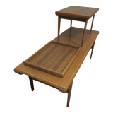 Set of teak coffee tables and tray, Johannes Andersen for Trioh, Denmark, 1960s
