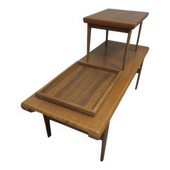 Ensemble de tables basses et plateau en teck, Johannes Andersen pour Trioh, Danemark, années 1960