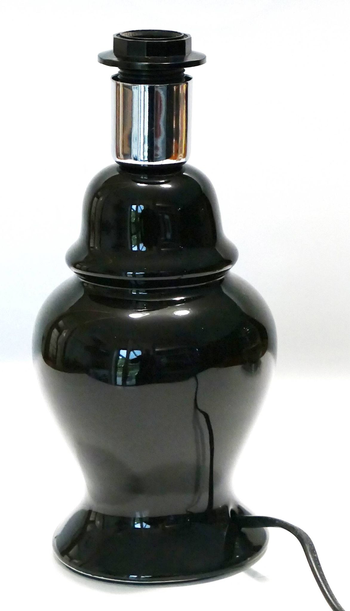 Elegant little vintage lamp base in black ceramic