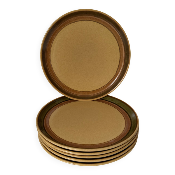 Set de six assiettes à dessert en grès émaillé