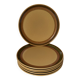 Set of six glazed stoneware dessert plates.