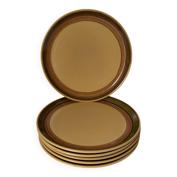 Set de six assiettes à dessert en grès émaillé