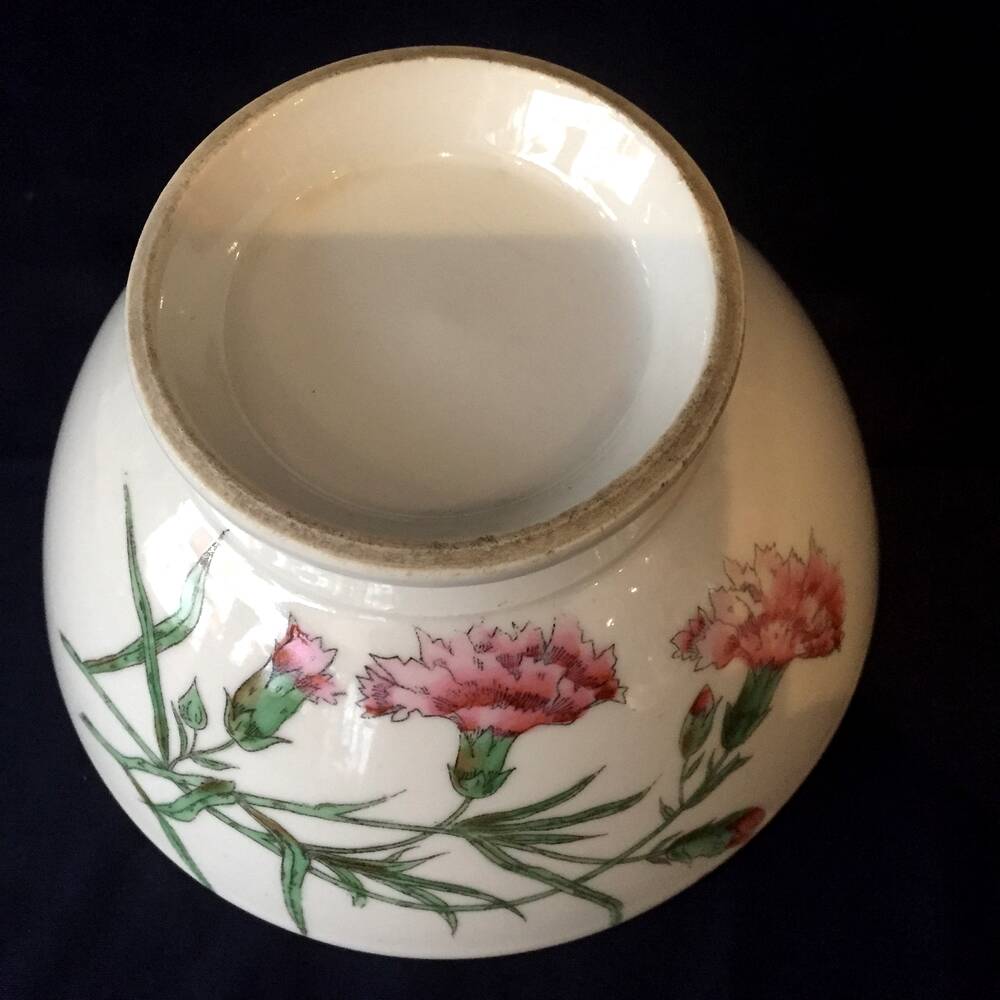Old bowl with floral decoration soup coffee salad country decor