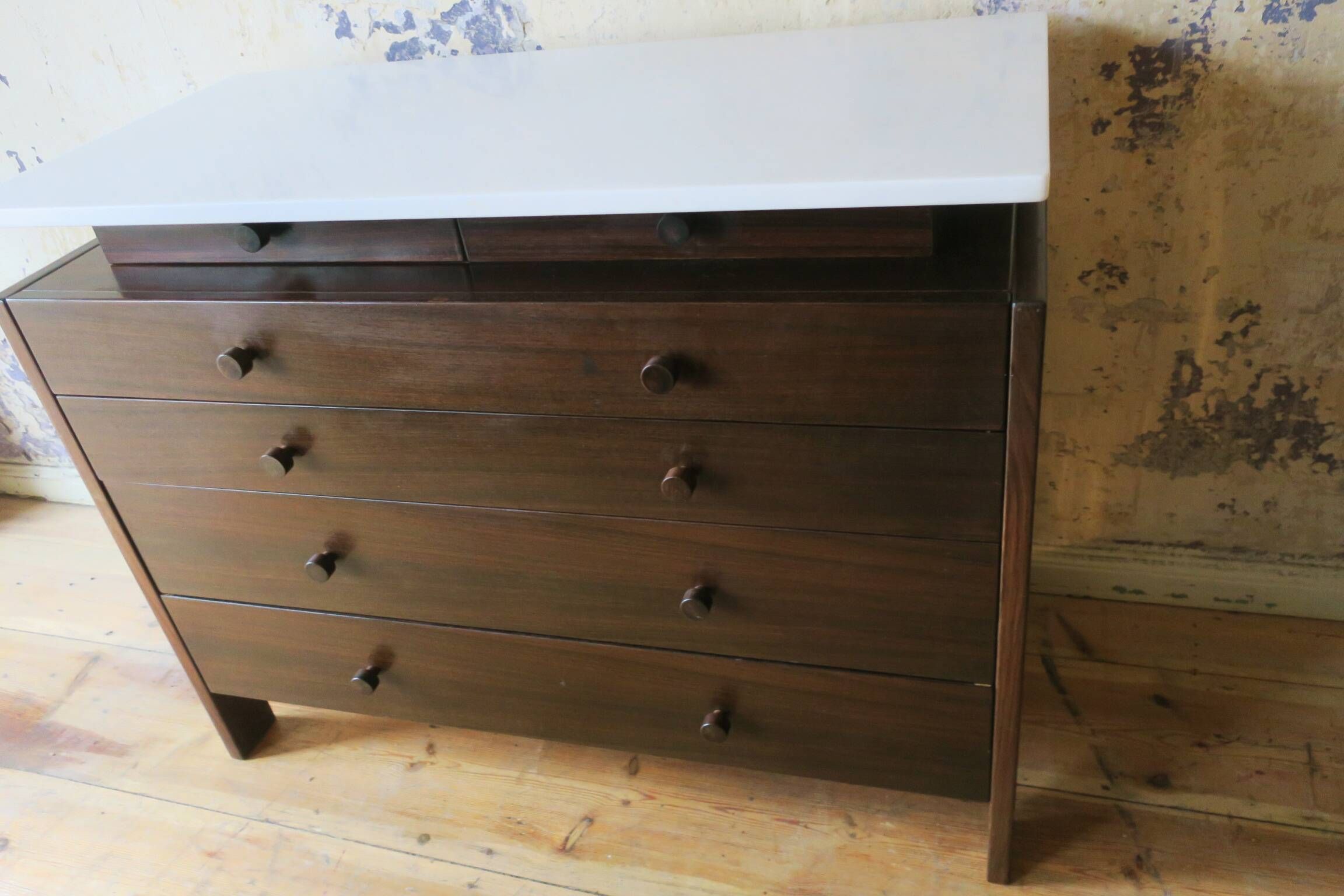 Mid century Italian mahogany and marble chest of drawers, 1960s