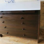 Commode italienne du milieu du siècle en acajou et marbre, années 1960